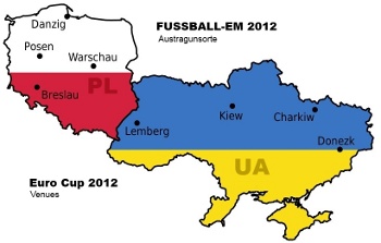 EM 2012 - Karte der Austragungsorte